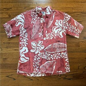 Casual Red Floral Button Down Shirt